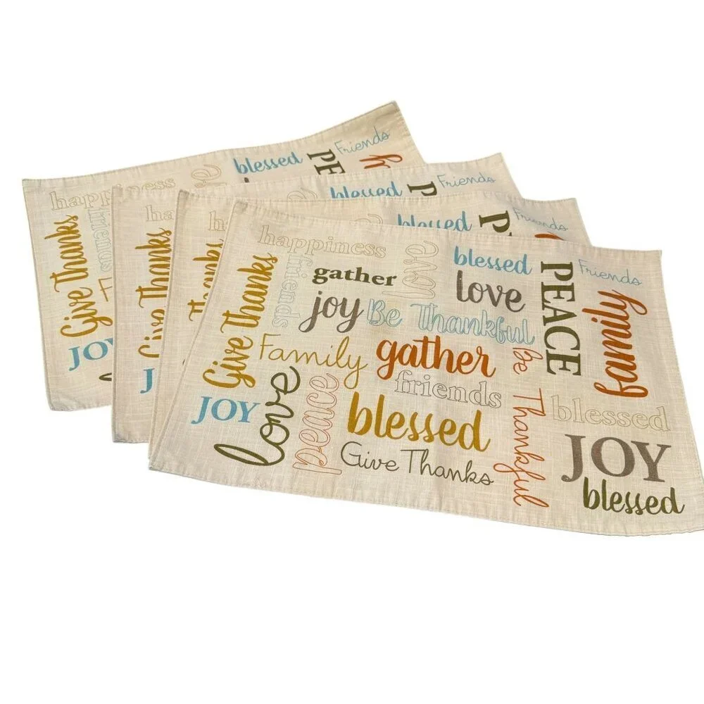 Jacklyn Smith Give Thanks Placemats Set of 8 Placemats Blessed Thanksgiving Impe